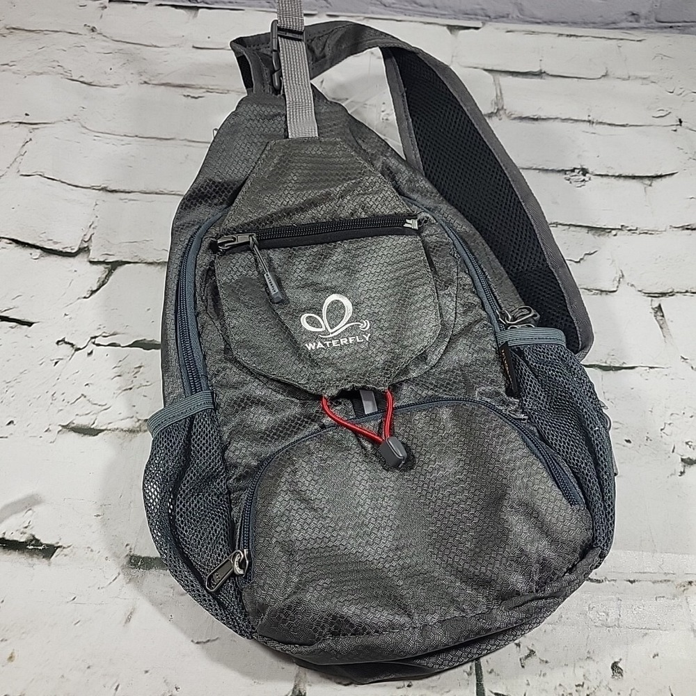 Waterfly Slight Crossbody Backpack Tote Bag Zippered Pockets‎ Gray Book Bag